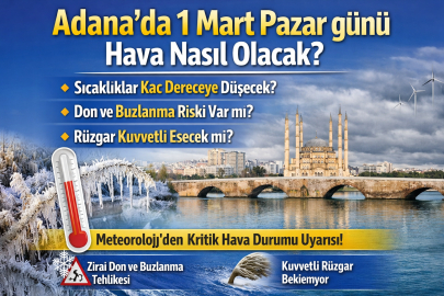 Adana’da 1 Mart Pazar hava nasıl olacak? Sıcaklık düşecek mi, don ve buzlanma görülecek mi?