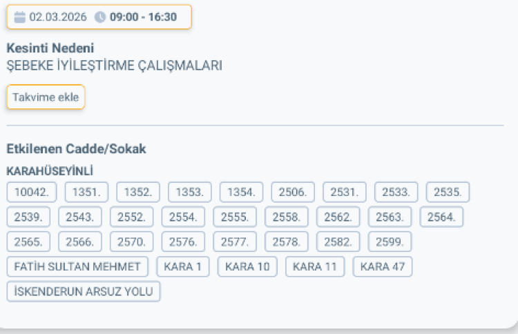 HATAY ARSUZ'DA ELEKTRİK KESİNTİSİ