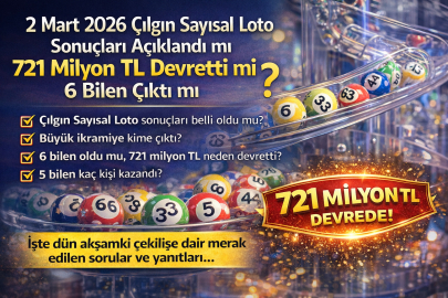 2 MART 2026 ÇILGIN SAYISAL LOTO SONUÇLARI AÇIKLANDI MI? 721 MİLYON TL DEVRETTİ Mİ 6 BİLEN ÇIKTI MI?
