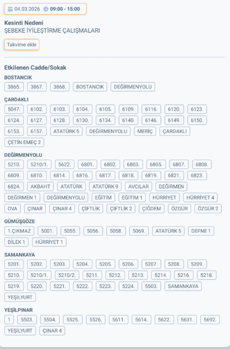 HATAY DEFNE'DE ELEKTRİK KESİNTİSİ