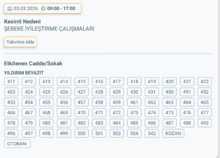 ADANA SARIÇAM'DA ELEKTRİK KESİNTİSİ