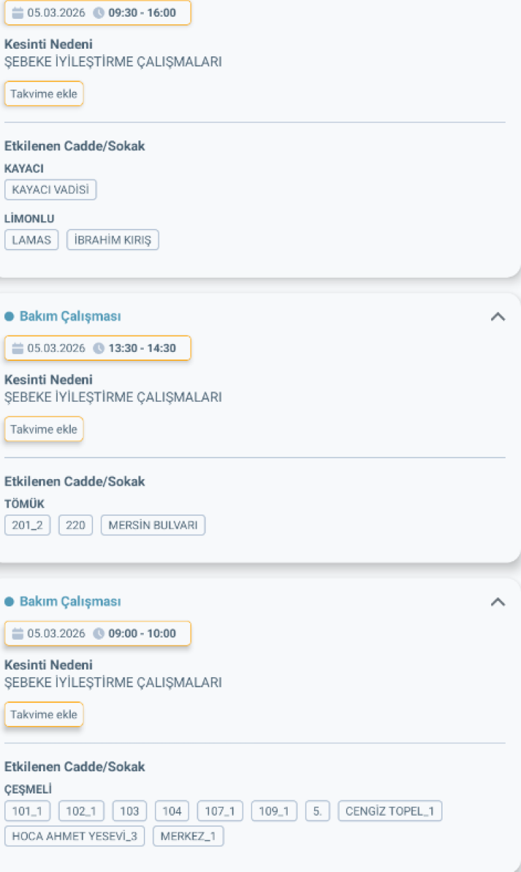 MERSİN ERDEMLİ'DE ELEKTRİK KESİNTİSİ