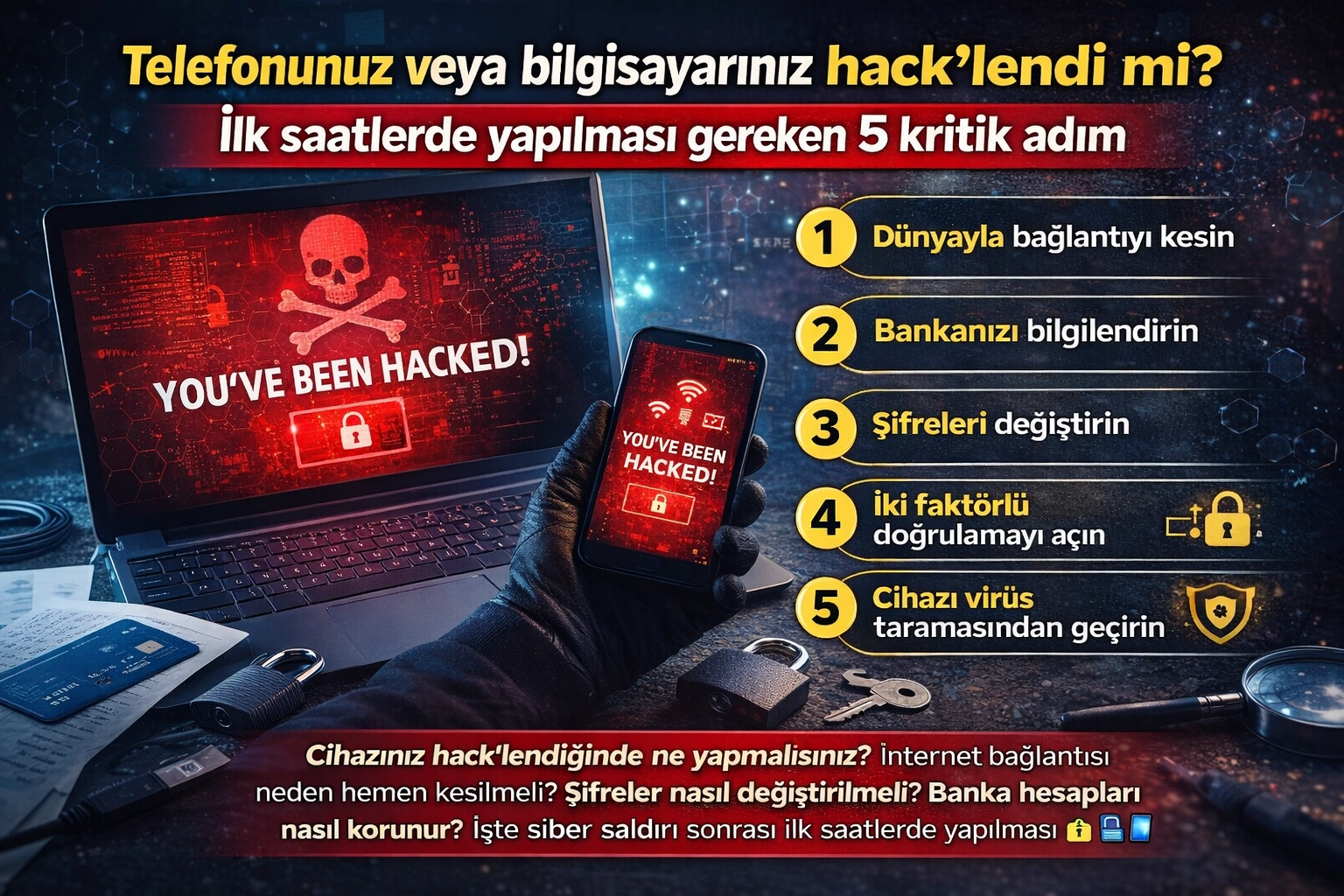 Telefonunuz veya bilgisayarınız hack’lendi mi? İlk saatlerde yapılması gereken 5 kritik adım