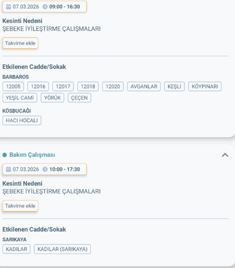 MERSİN ERDEMLİ'DE ELEKTRİK KESİNTİSİ