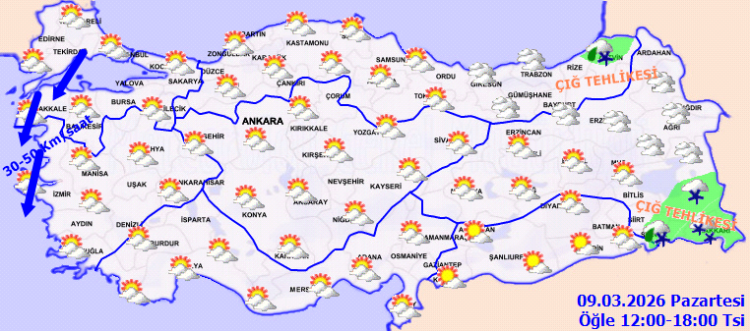 Hava durumu bugün nasıl olacak Meteoroloji'den o iller için kar ve çığ uyarısı geldi! 9 Mart 2026 İstanbul, Ankara, İzmir il il hava durumu tahminleri 2