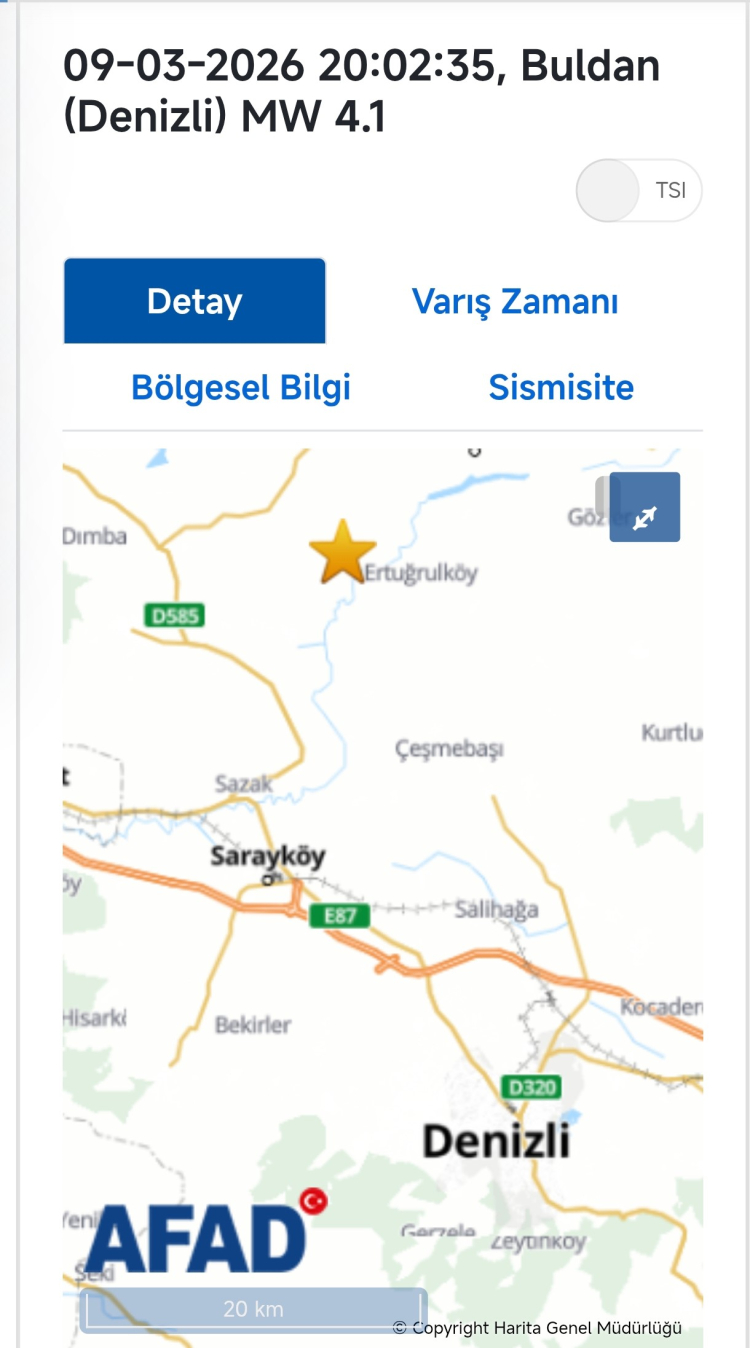 Denizli’de korkutan sarsıntı Buldan merkezli 4.1 büyüklüğünde deprem 2