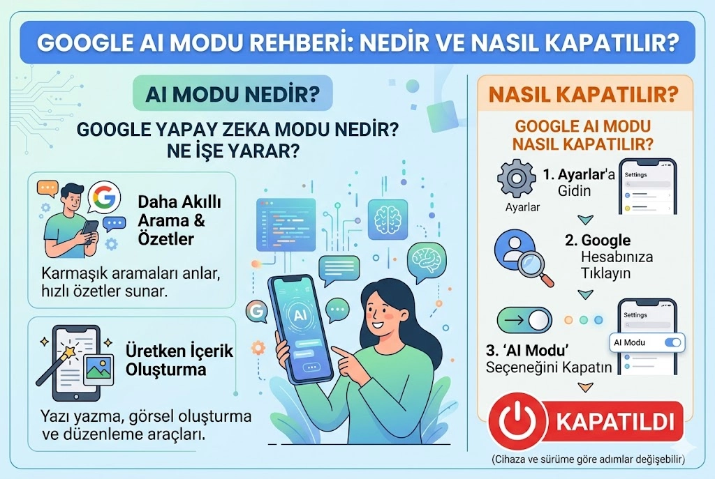 GOOGLE AI MODU NASIL KAPATILIR? AI MODU NEDİR, NE İŞE YARAR?
