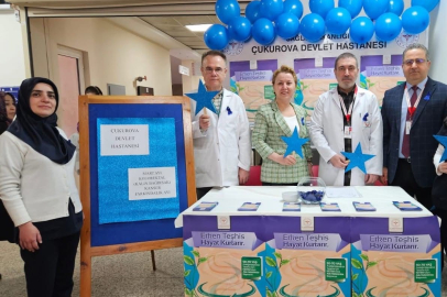 Çukurova Devlet Hastanesi’nde Kolon Kanserine karşı sağlık çalışanları vatandaşları bilgilendirdi