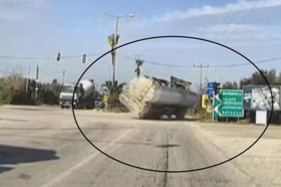 Hatay’da yakıt yüklü tankerin portakal bahçesine uçtuğu anlar kamerada