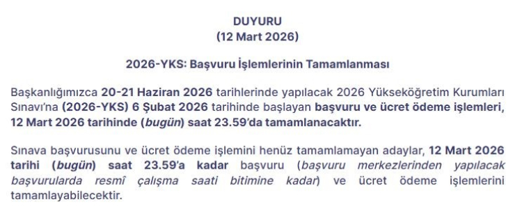 YKS başvuruları ne zaman bitiyor 2026  YKS son başvuru saati kaç, ücret ödeme nasıl yapılır MEB 2026-YKS başvuru ekranı son dakika 3