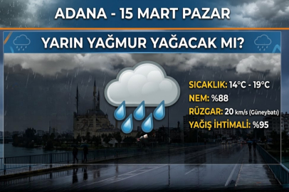Yarın Adana’da yağmur yağacak mı? 15 Mart Pazar Hava durumu nasıl olacak? Hafta sonu hava nasıl olacak?