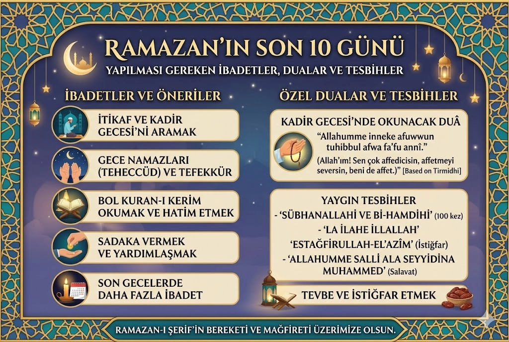 RAMAZAN’IN SON 10 GÜNÜ: HANGİ İBADETLER YAPILMALI, HANGİ DUALAR VE TESBİHLER OKUNUR?