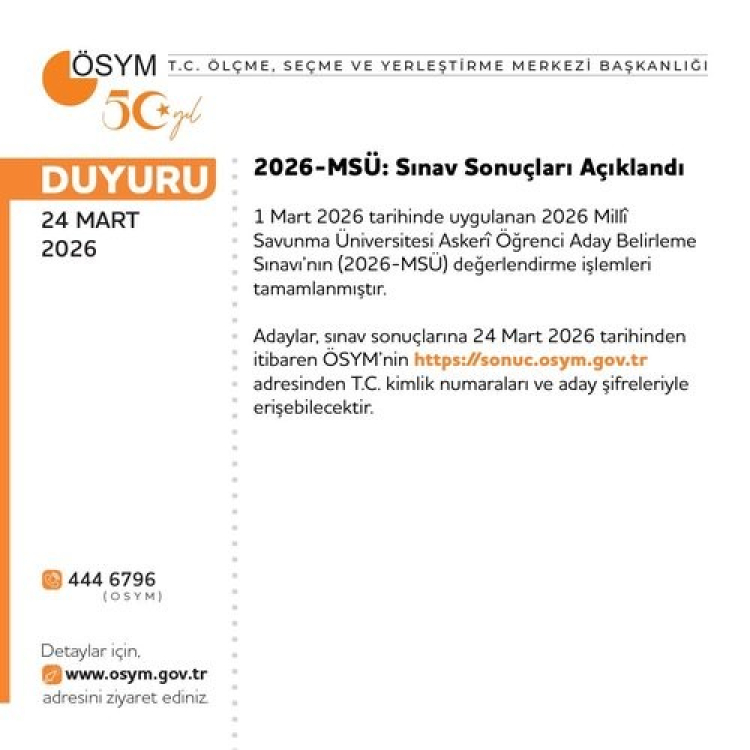 2026 MSÜ sınav sonuçları açıklandı! ÖSYM sonuç sorgulama ekranı erişime açıldı İşte MSÜ puan öğrenme ekranı 2