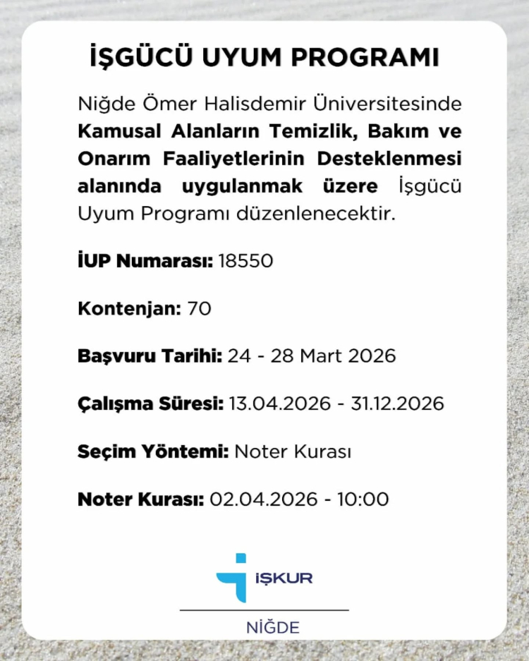 Niğde İŞKUR'dan 114 kişilik dev istihdam müjdesi! Başvurular başladı mı, kura çekimi ne zaman yapılacak 3