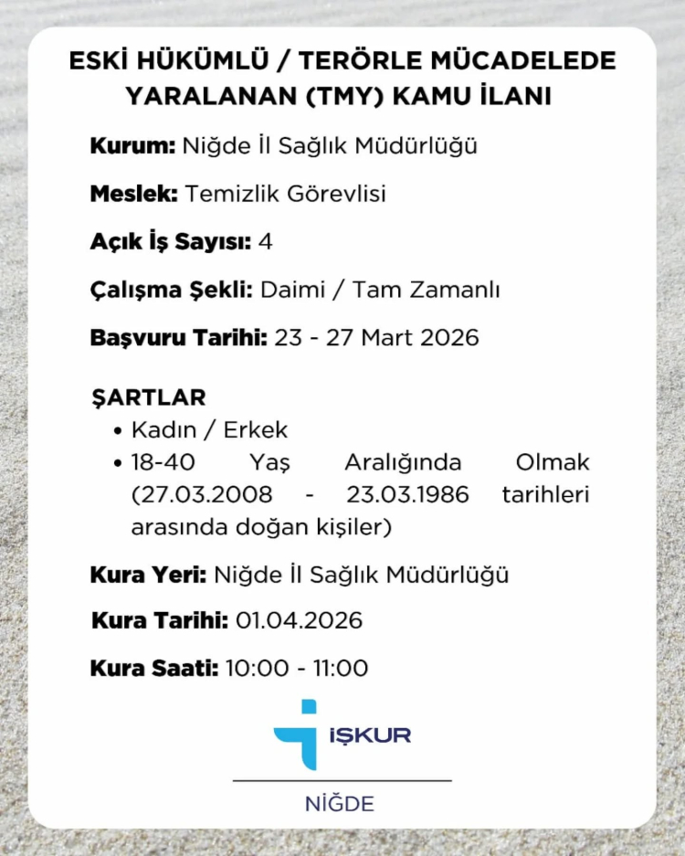 Niğde İŞKUR'dan 114 kişilik dev istihdam müjdesi! Başvurular başladı mı, kura çekimi ne zaman yapılacak 4