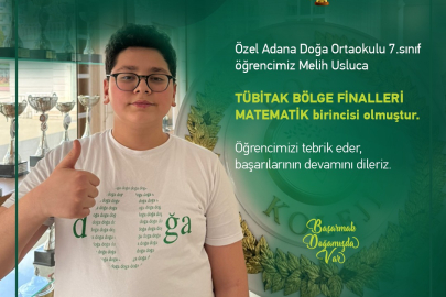 Adana Doğa Koleji’nden gururlandıran başarı! 7. sınıf öğrencisi TÜBİTAK’ta bölge birincisi oldu