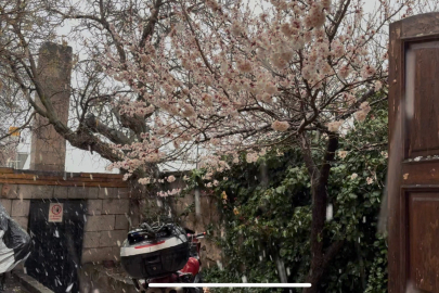 Aksaray’da bahar ortasında kar yağışı