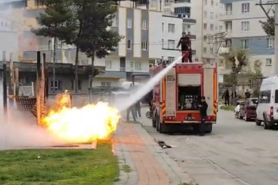Çocuk parkında korkutan yangın