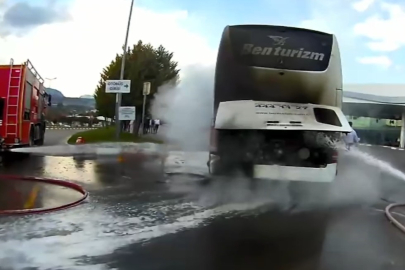 Mersin'de yolcu otobüsünde çıkan yangın büyümeden söndürüldü