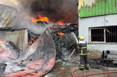 Geri dönüşüm tesisi alevlere teslim oldu, Geçer olay yerine koştu