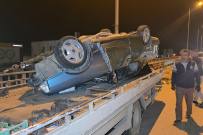 Antalya’da takla atan otomobilden şans eseri sağ çıktılar