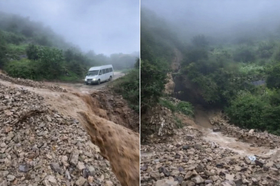 Hatay Yayladağı'nda sağanak yağış sonrası heyelan: Mahalle yolu ulaşıma kapandı