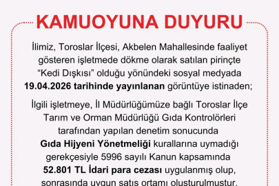 Mersin’de halk sağlığını tehdit eden işletmeye para cezası uygulandı