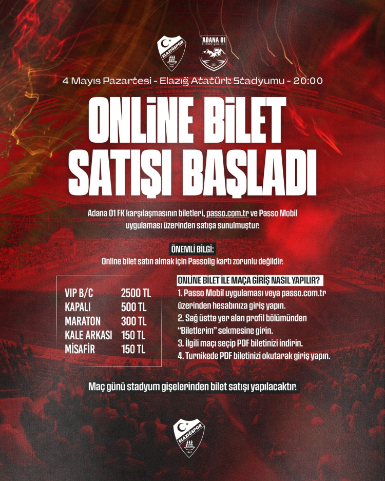 Elazığspor - Adana 01 FK maçı biletleri satışa sunuldu 2