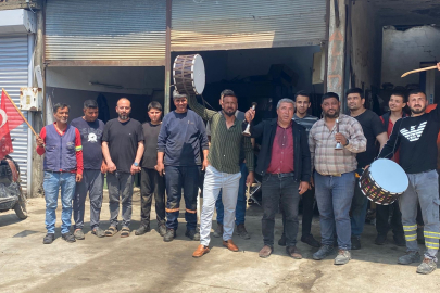 Osmaniye'de sanayi esnafından 1 Mayıs'a davul zurnalı kutlama