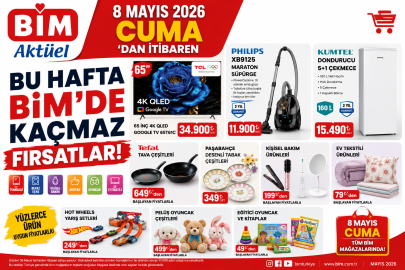 BİM 8 Mayıs 2026 Cuma aktüel ürünler kataloğu yayınlandı! TCL TV, Philips süpürge, Tefal tava ve binlerce indirimli ürünler