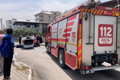 Kontrolden çıkan otomobil takla attı: İtfaiye ekipleri zamanla yarıştı