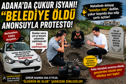 Adana'da çukurlu yol protestosu: Belediye için sela okudular!