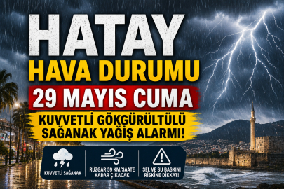 Hatay hava durumu 29 Mayıs 2026: Kuvvetli sağanak yağış alarmı!