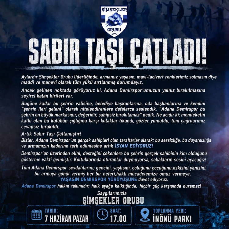 https://www.ilkhaber-gazetesi.com/spor/adana-demirspor-taraftari-7-haziran-da-sokaga-iniyor-413537