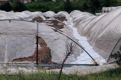 Mersin Erdemli'de tarım alanlarını dolu vurdu: Yollar beyaza büründü