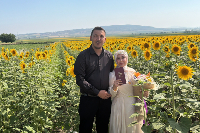 Osmaniye'de ayçiçeği tarlaları yeni evli çiftlerin gözdesi oldu