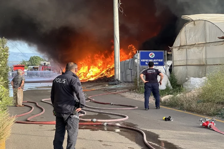 Antalya'da geri dönüşüm deposunda çıkan yangın seralara sıçradı