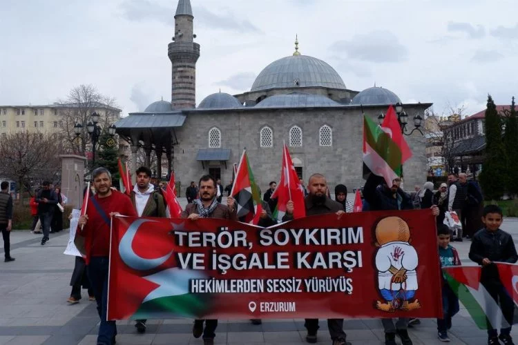 Erzurum'da sağlık çalışanlarından İsrail protestosu