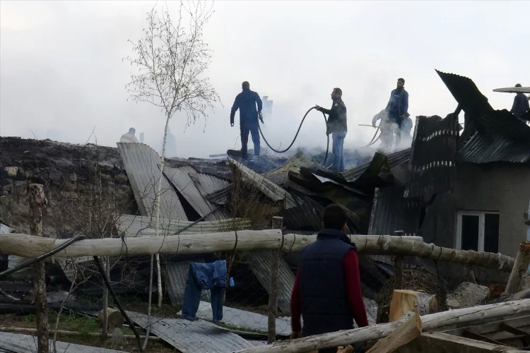 Kars'ta çıkan yangında 5 ev, ahır ve samanlıklar zarar gördü