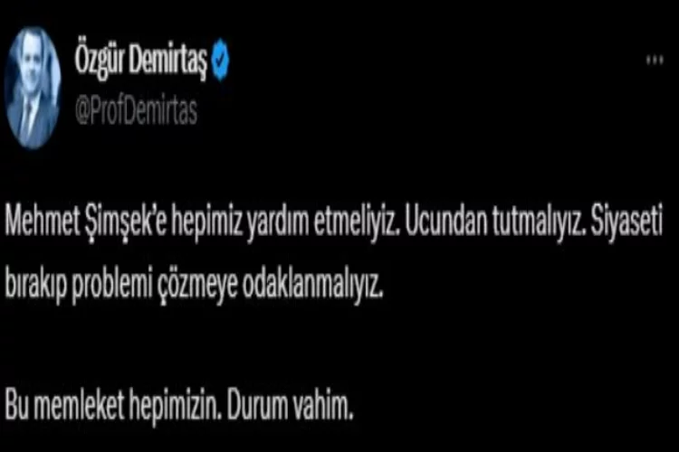 Ekonomist Özgür Demirtaş: Mehmet Şimşek’e hepimiz yardım etmeliyiz